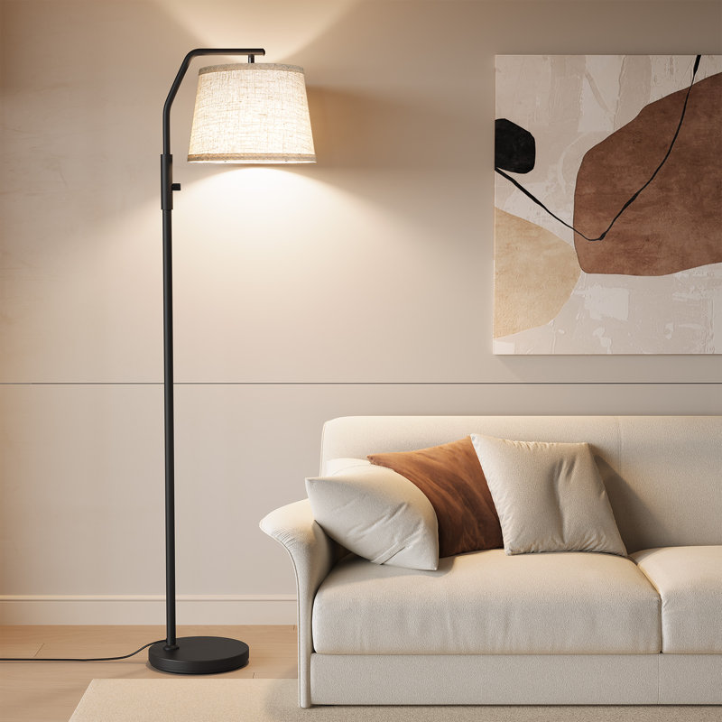 62" Dimmable Arched Floor Lamp, Black