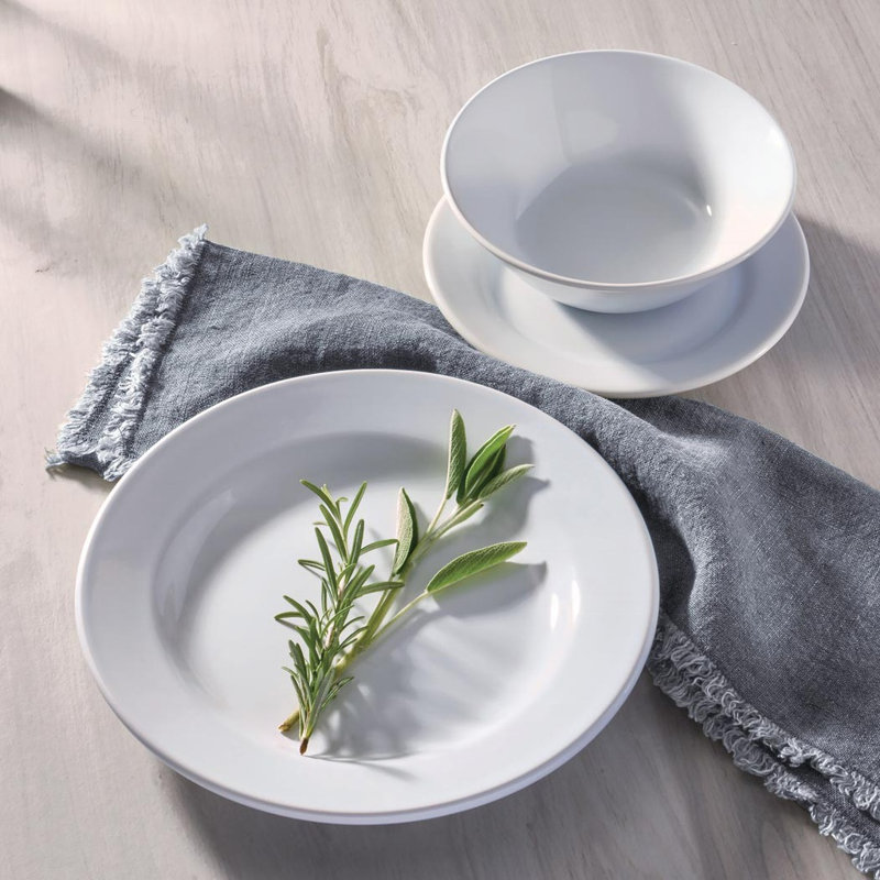 Service de table 12 pièces en grès Oxford Donna Colb, service pour 4, Branco