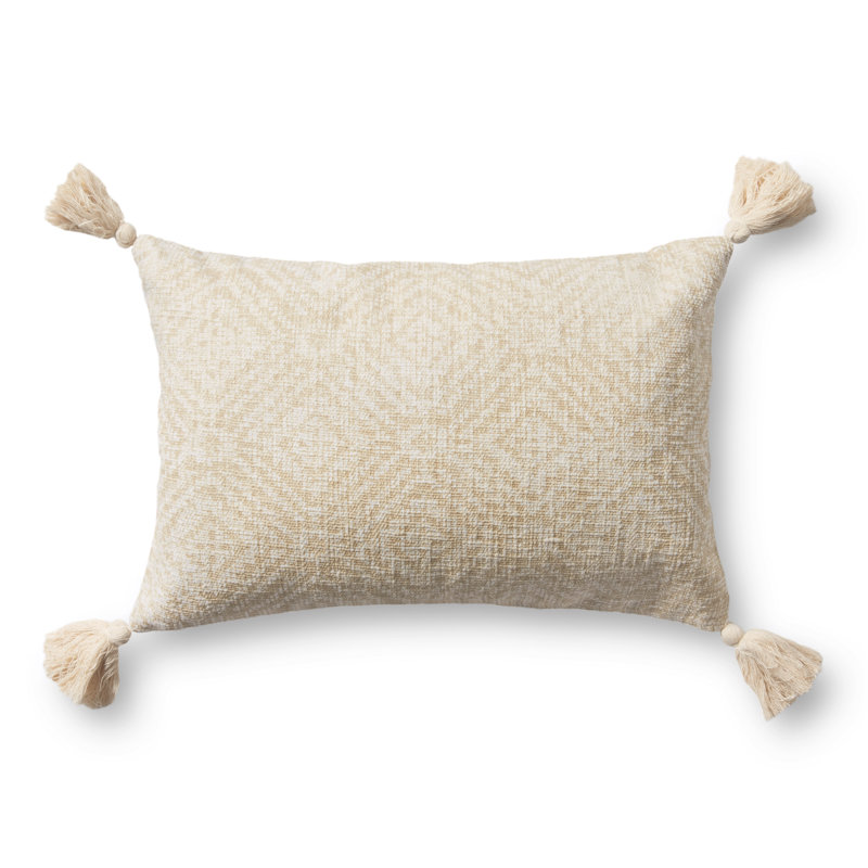 Housse de coussin rectangulaire en coton Frison Tribal Diamond, Polyester/ Bourre en polyester, Ivoire ivoire