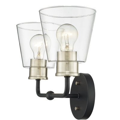 3 lumières 23 po Éclairage pour meuble-lavabo moderne noir mat et doré