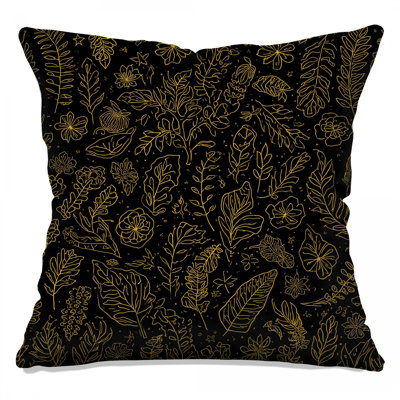 Gold Botanical Illustrations Double Sided Throw Pillows