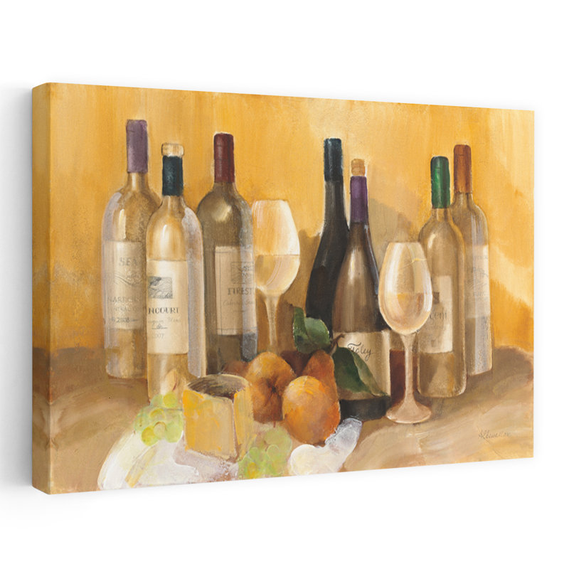 Vin et fruit II V2 contemporain or blanc vin beige brun, H 60 po x l 40 po