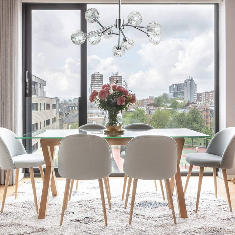 Lustre à 9 lumières Graidys, Nickel brossé, H 15 po x l 28,35 po x P 28,35 po