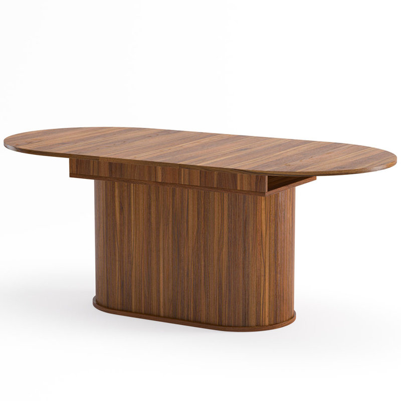 Table de salle à manger extensible de 55,11 po à 70,86 po avec pieds rayés pour le salon et la cuisine, Noyer