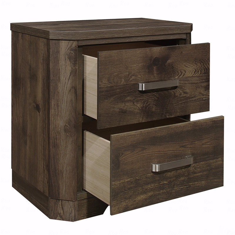 Table de chevet 1 pièce Rustic Brown Finish Brown