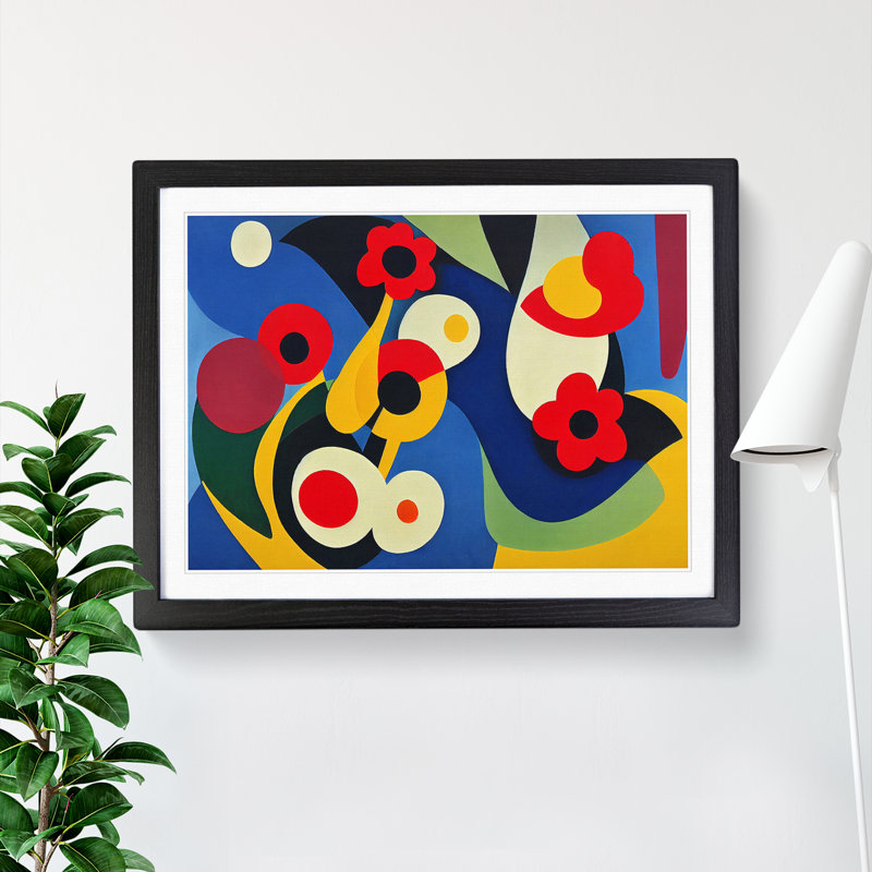 Dramatic Abstract Flowers - Single Picture Frame Print, Black Framed, 46cm H x 64cm W x 2cm D