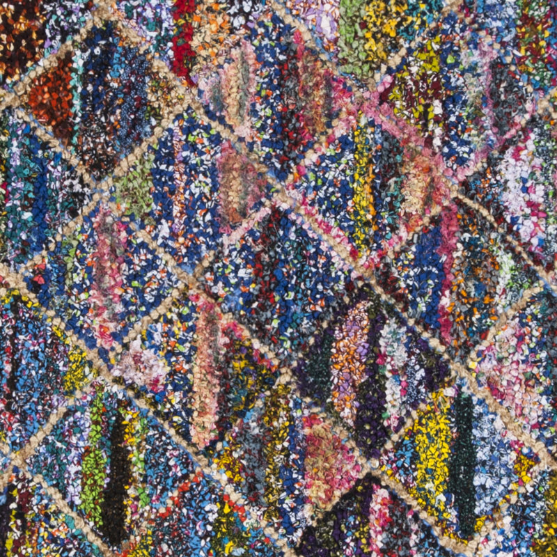 Hammd Hand Tufted Cotton Geometric Rug, Square 6'