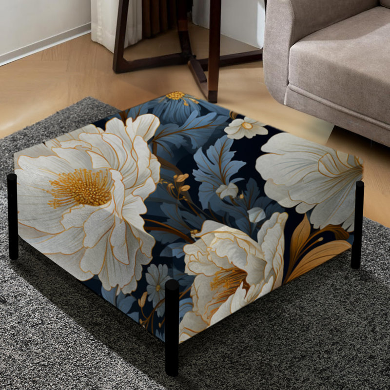 Motif de renoncules bleues et beiges à motif floral Boho