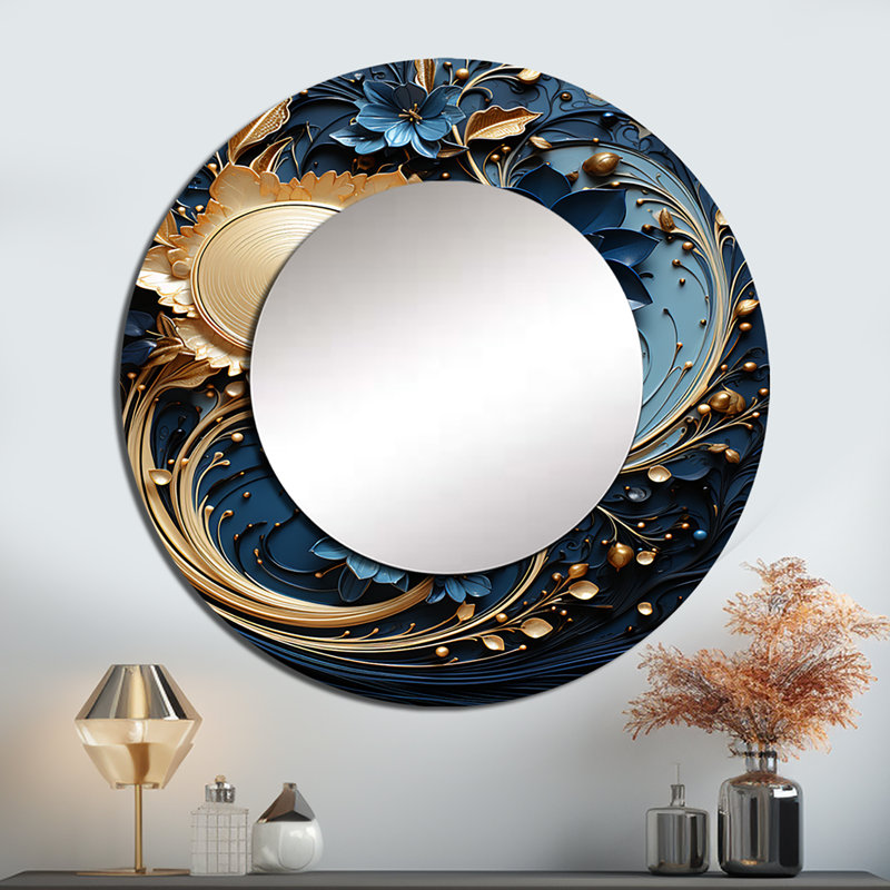 Liquid Ink Spiral V - Abstract Round Mirror Wall Decor, 23" x 23", Round