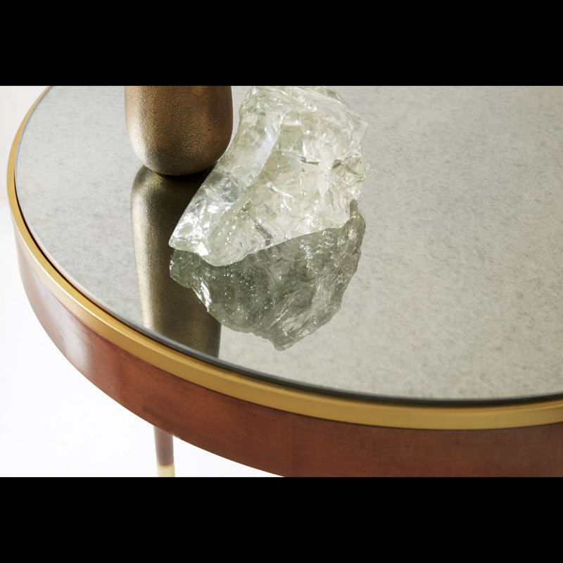 Modern History End Table, Brown/Gold