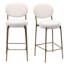 Ensemble de 2 tabourets de bar 29 po en velours avec dossier et repose-pieds 29 po (blanc crème)