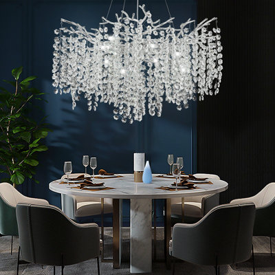 Tree Branch Snow Crystal Chandelier Lighting 32"D