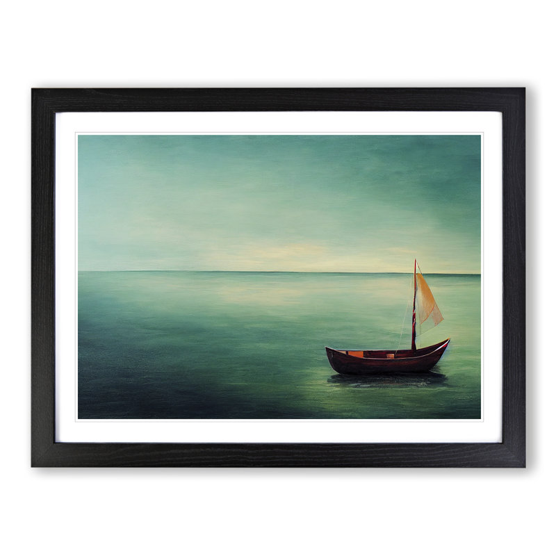 Boat Sailing - Single Picture Frame Painting, Black Framed, 25cm H x 34cm W x 2cm D