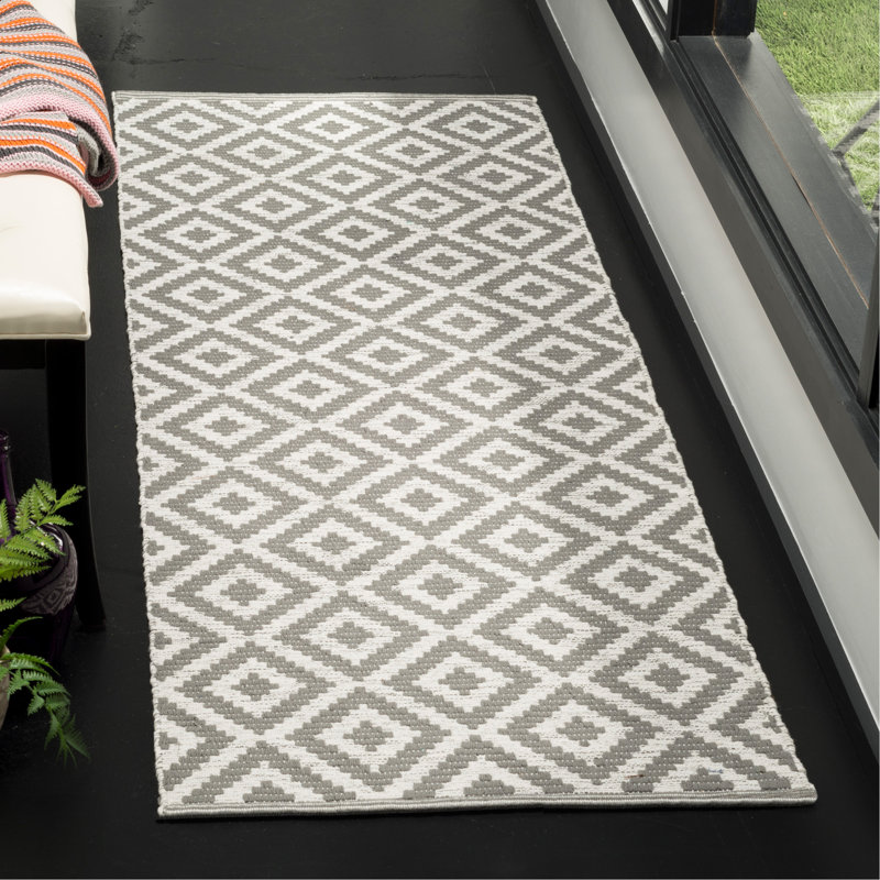 Lavallee Hand Woven Cotton Geometric Rug, Runner 2'3" x 7'