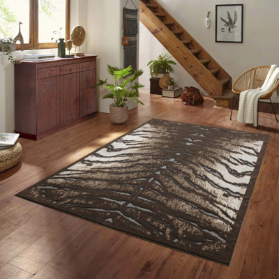 3D Effect Area Rug, 100% Polyester Pile with Jute Backing, Stain Resistant, Kid & Pet Friendly, Low Pile 0.43" for High Traffic Areas, Entryway & Under Furniture