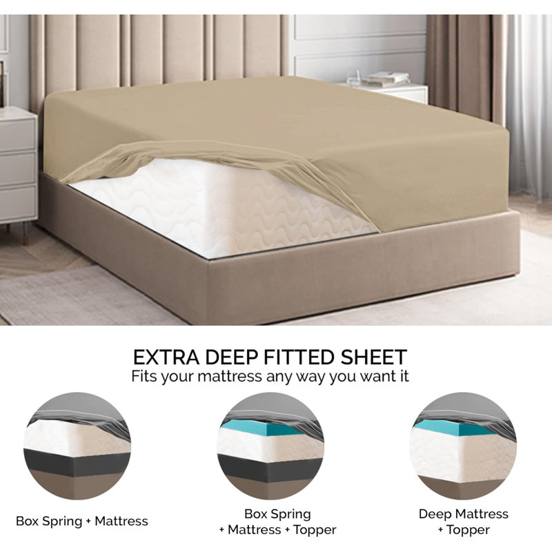 Cream Twin Microfiber Deep Pocket Fitted Sheet Set