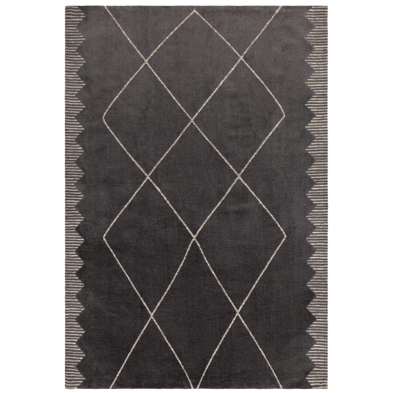 Clemones Diamond Black Area Rug, Rectangular 200 x 290cm