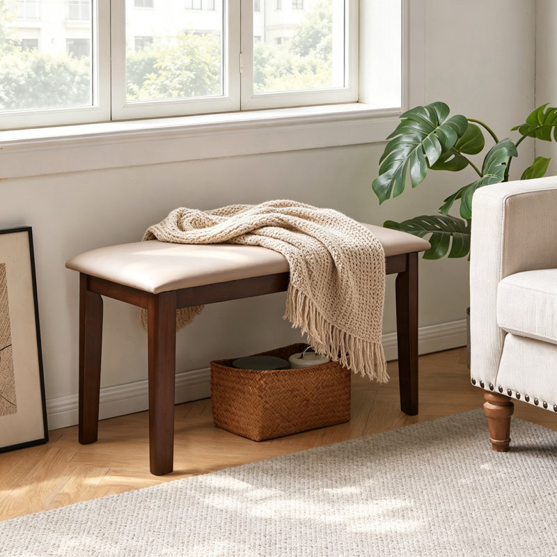 Modern Upholstered Bench With Solid Wood Legs