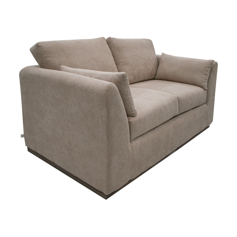Structure et base en bois Romul, canapé, Polyester brun pâle, H 36,5 po x l 90 po x P 38,5 po