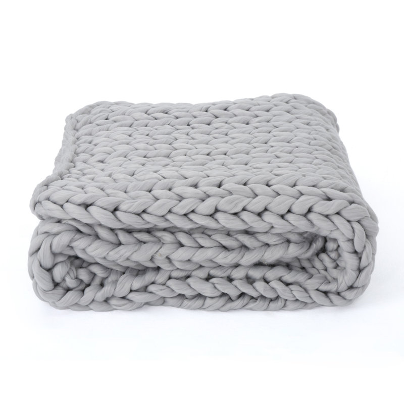 Jeté en tricot épais Chunky, Argent argent