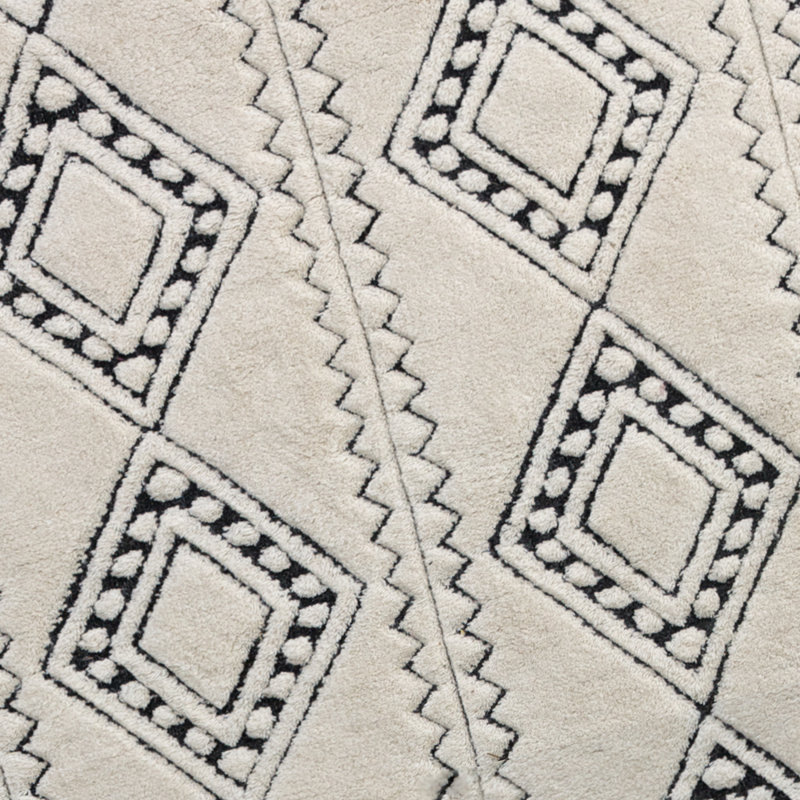 Tapis géométrique beige tissé à plat à la main