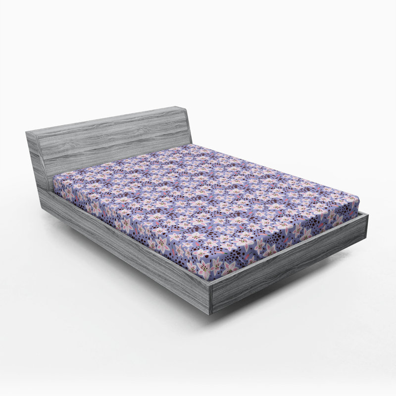 Microfiber Floral Fitted Sheet, Purple Floral, Queen Fitted Sheet
