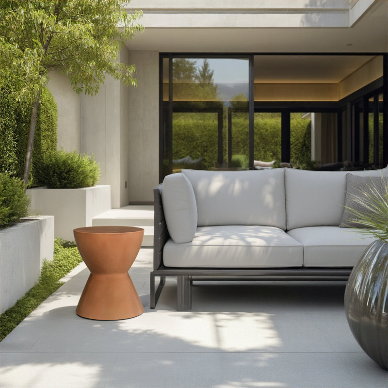 Hourglass Accent Stool, Terracotta