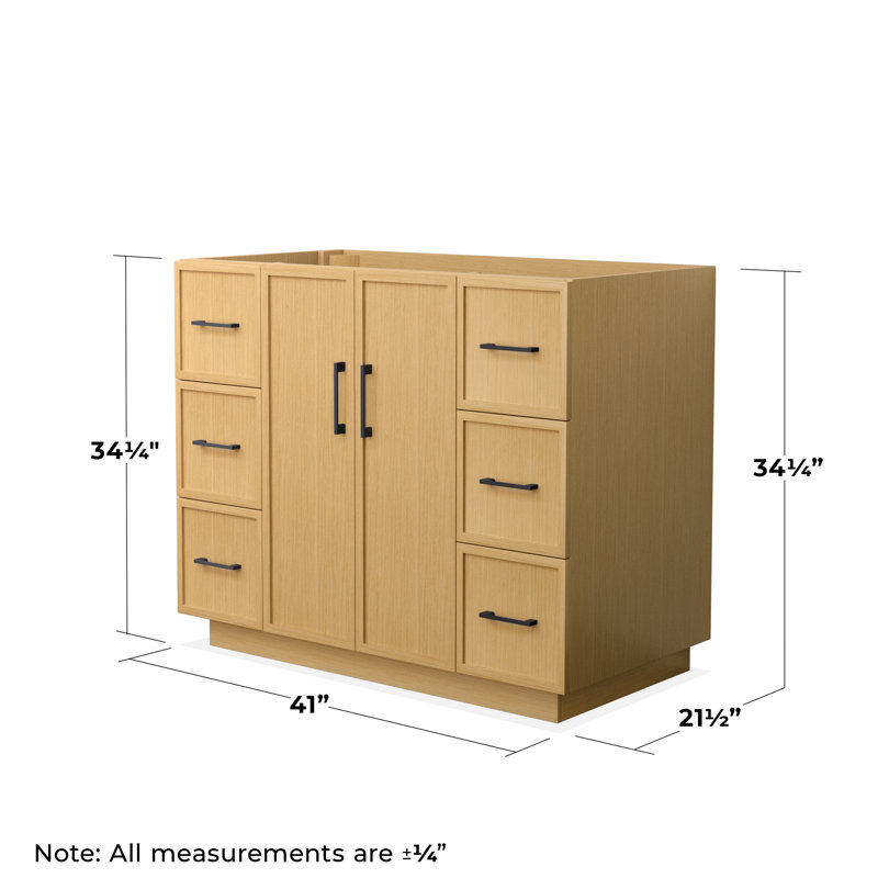 Elan TK 41" Freestanding Single Bathroom Vanity Base Only, Beige, Matte Black