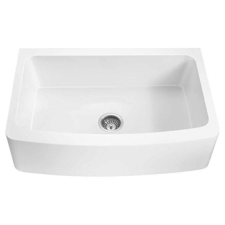 Prisma 36'' L Farmhouse / Apron Single Bowl Solid Surface Kitchen Sink
