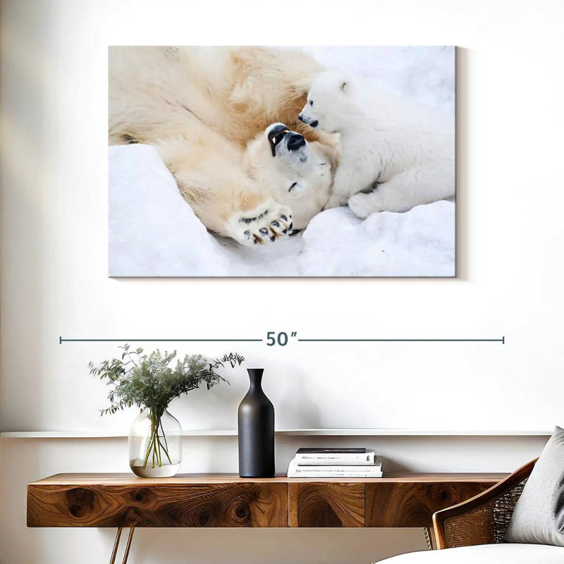 Brampt Polar Bear With Her Cub, 26" H x 39" W