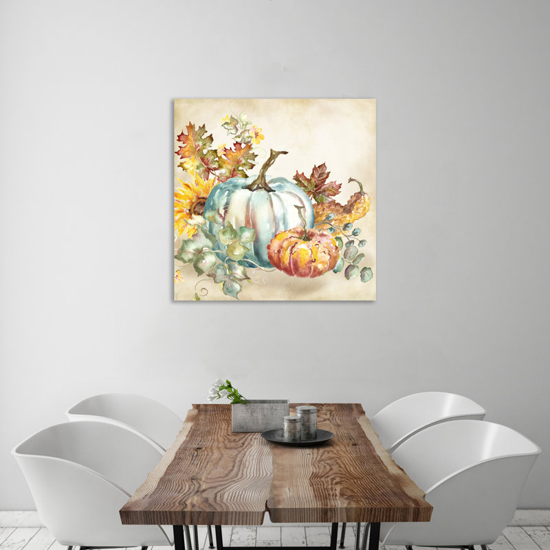 Watercolour Harvest Pumpkin III - Wrapped Canvas Painting, 31 cm H x 31 cm W