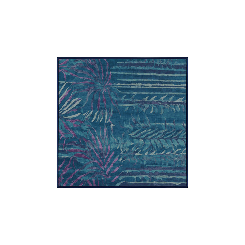 Machine Washable Blue Area Rug, Square 7'