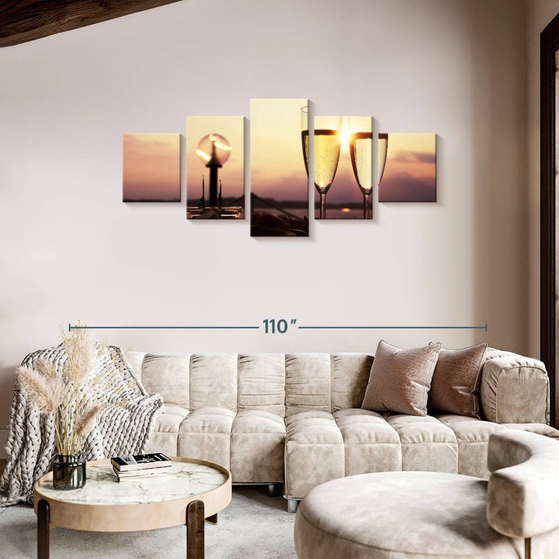 Champagne coucher de soleil, H 36 po x l 80 po