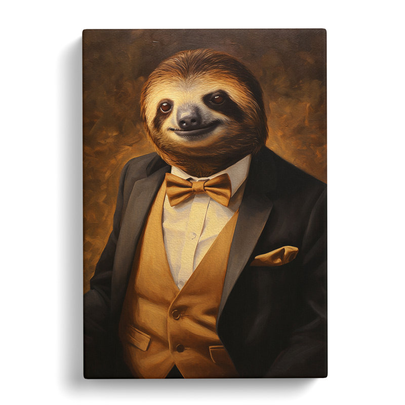 Sloth In A Suit No.2 - Wrapped Canvas Print, 76cm H x 50cm W x 3cm D