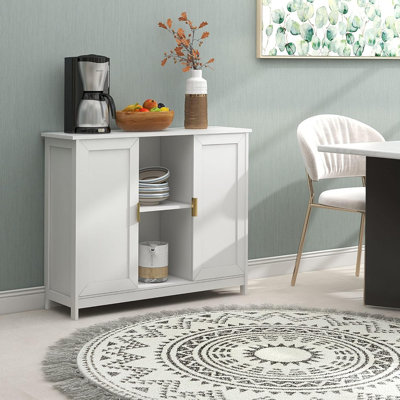 Buffet étroit blanc, crédence avec portes d'entrée