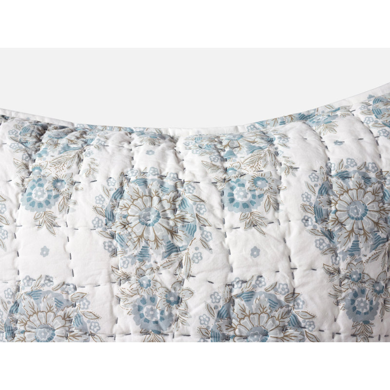 Flores Handstitched Organic Sham Euro Tidal, Tidal