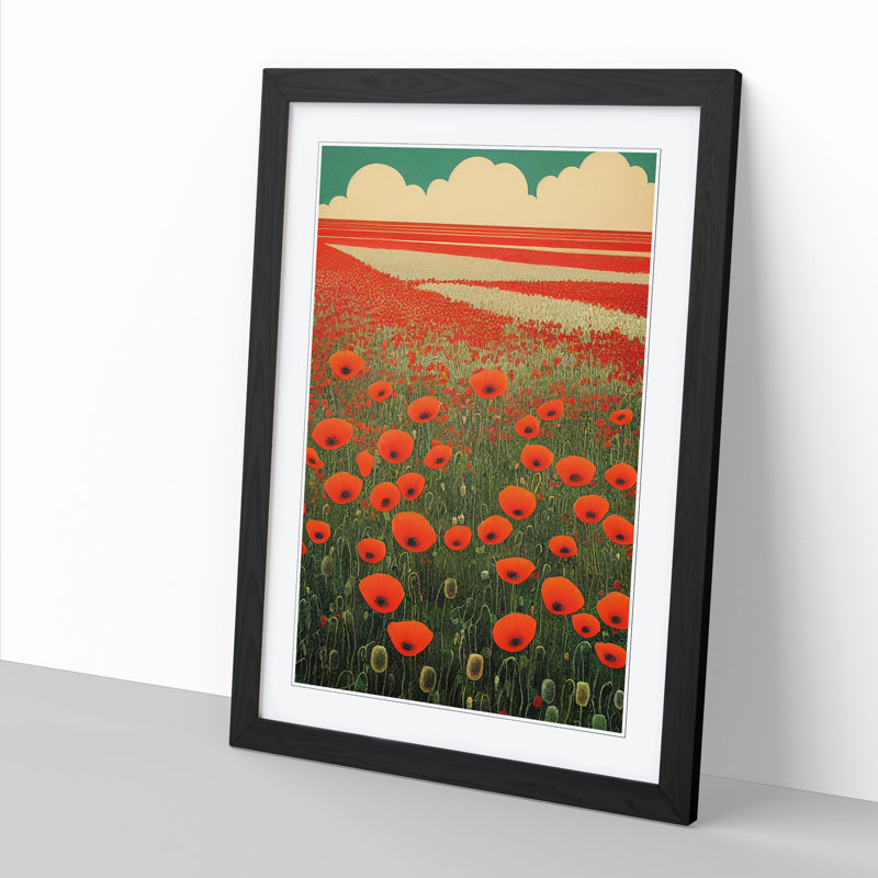 Levester Poppy Field Vol.2 1 Piece Wall Art, 34cm H x 25cm W x 2cm D, Walnut