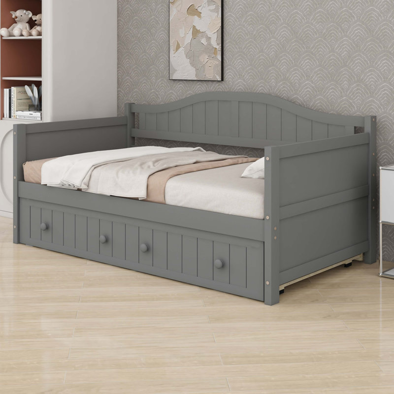 Lit de jour moderne avec lit gigogne, canapé-lit pour le salon de la chambre à coucher, utilisation quotidienne, Gray