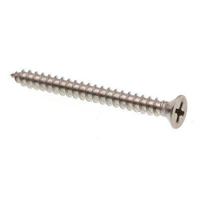 Vis à tôle, autotaraudeuse, tête plate, embout cruciforme, acier inoxydable no. 8 X 1-3 / 4 po, calibre 18-8 (paquet de 100)