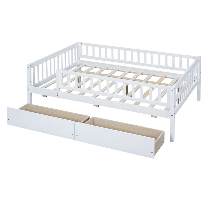 Daybed Wood Bed With Two Drawers, White, Full