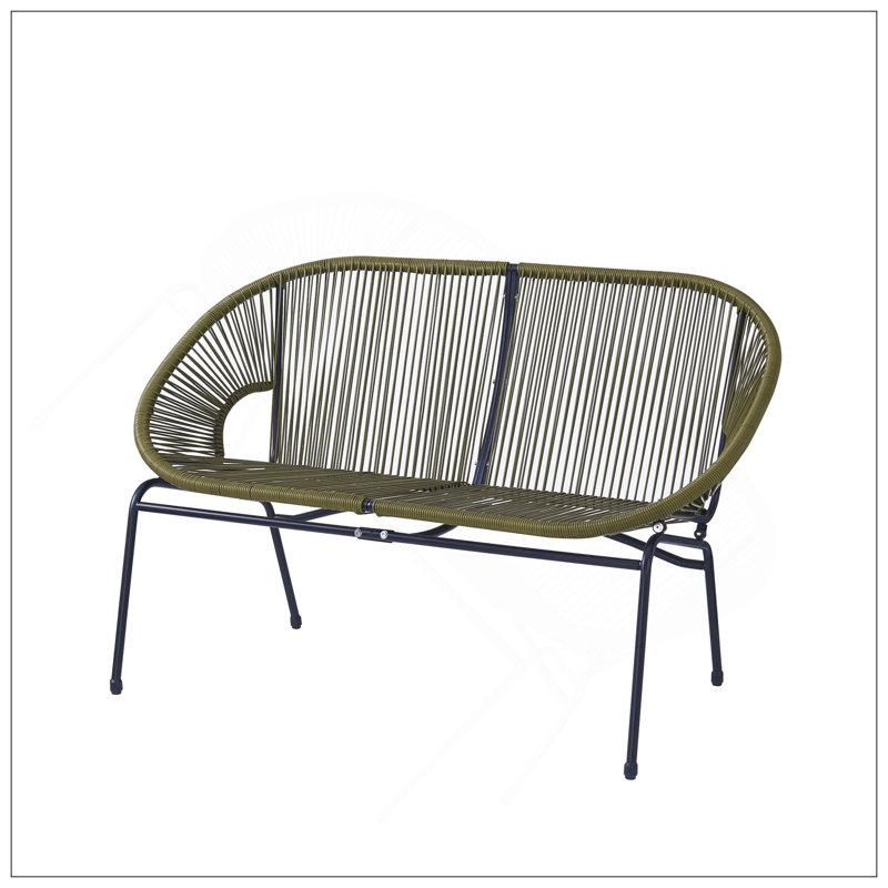 CONDESSA OUTDOOR PATIO GREEN WICKER LOVESEAT With Modern Design And Durable Hammock Weave For Ultimate Comfort, Green