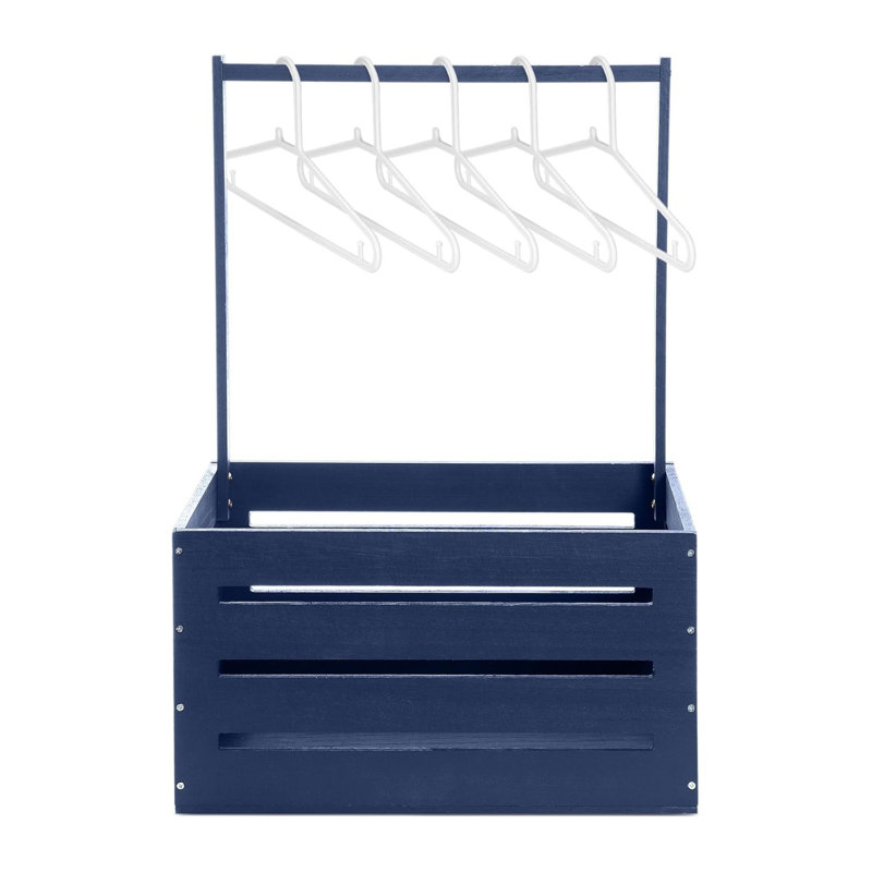 Boîte de rangement en bois pour caisse de fête de naissance avec poignée panier de rangement bleu marine