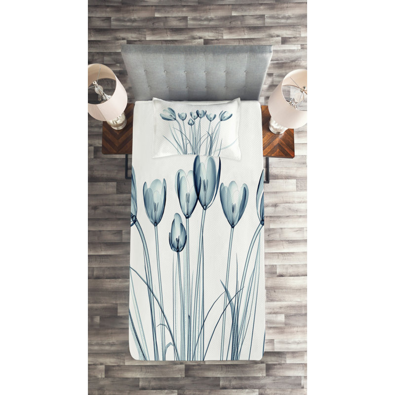 Eclectic Floral Coverlet, Twin Bedspread + 1 Sham