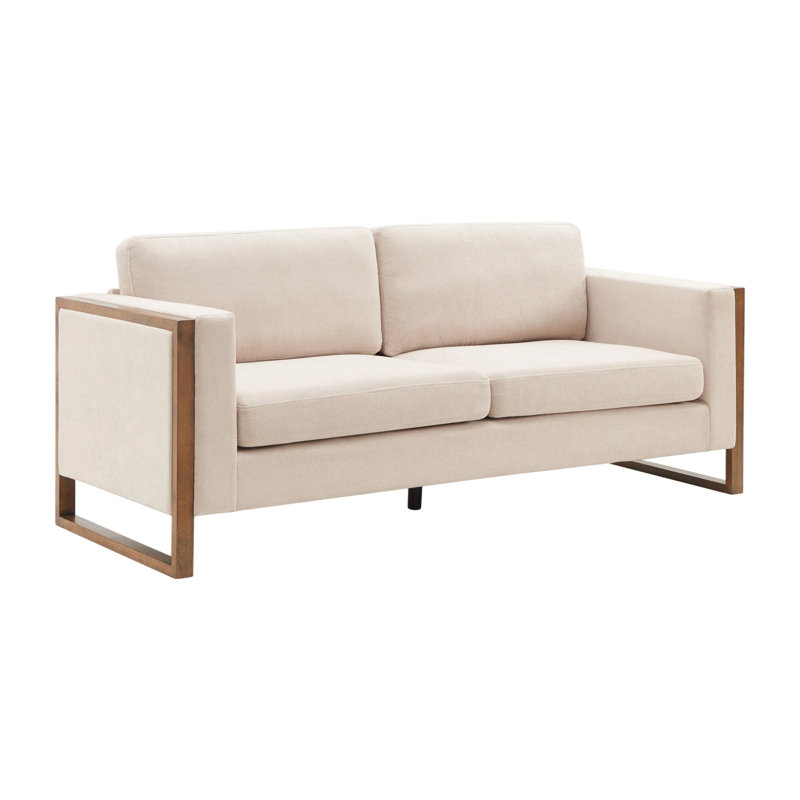 Scandinavian Modern 79" Cotton Blend Sofa, Taupe