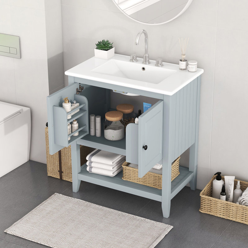 Lavabo de salle de bain 30 po, Gris