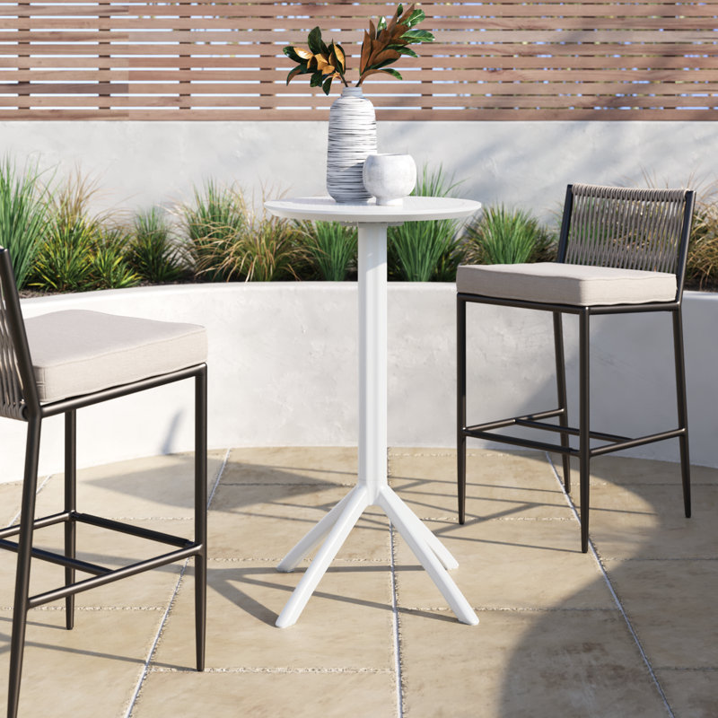 Elodie 23.6" W 2-Person Plastic Folding Bistro Table, White, 42.5'' H x 23.6'' W x 23.6'' L