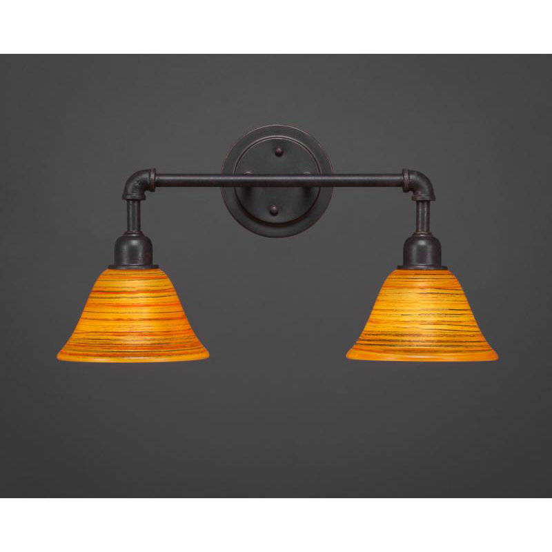 Eilif Vintage 2 Light Bath Bar with 7" Firré Saturn Glass, Dark Granite
