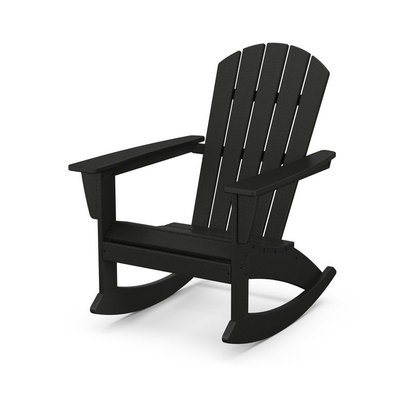 POLYWOOD Nautical Adirondack Rocking Chair, Black