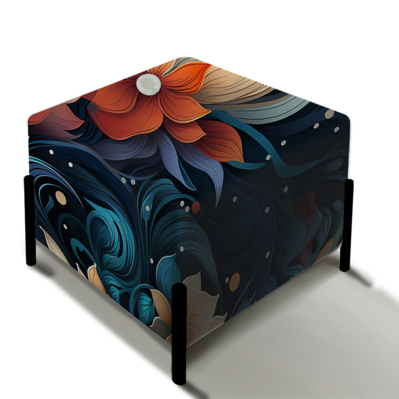Mindful Aw Awed Mediation - Repose-pieds carré floral