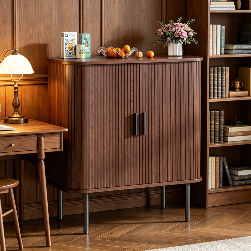 Metal Rectangle Accent Cabinet, Brown, 82cm H x 80cm W x 40cm D
